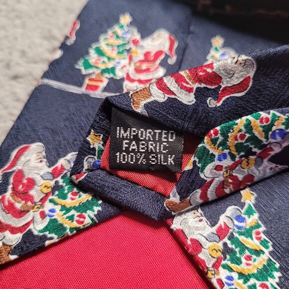 Holiday Christmas Santa Clause Red Blue 2pc Silk Neckties Colorful Collection - Picture 5 of 7